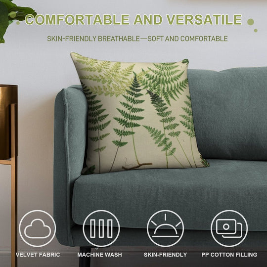 Botanical Ferns Soft Multiple Sizes Throw Pillow