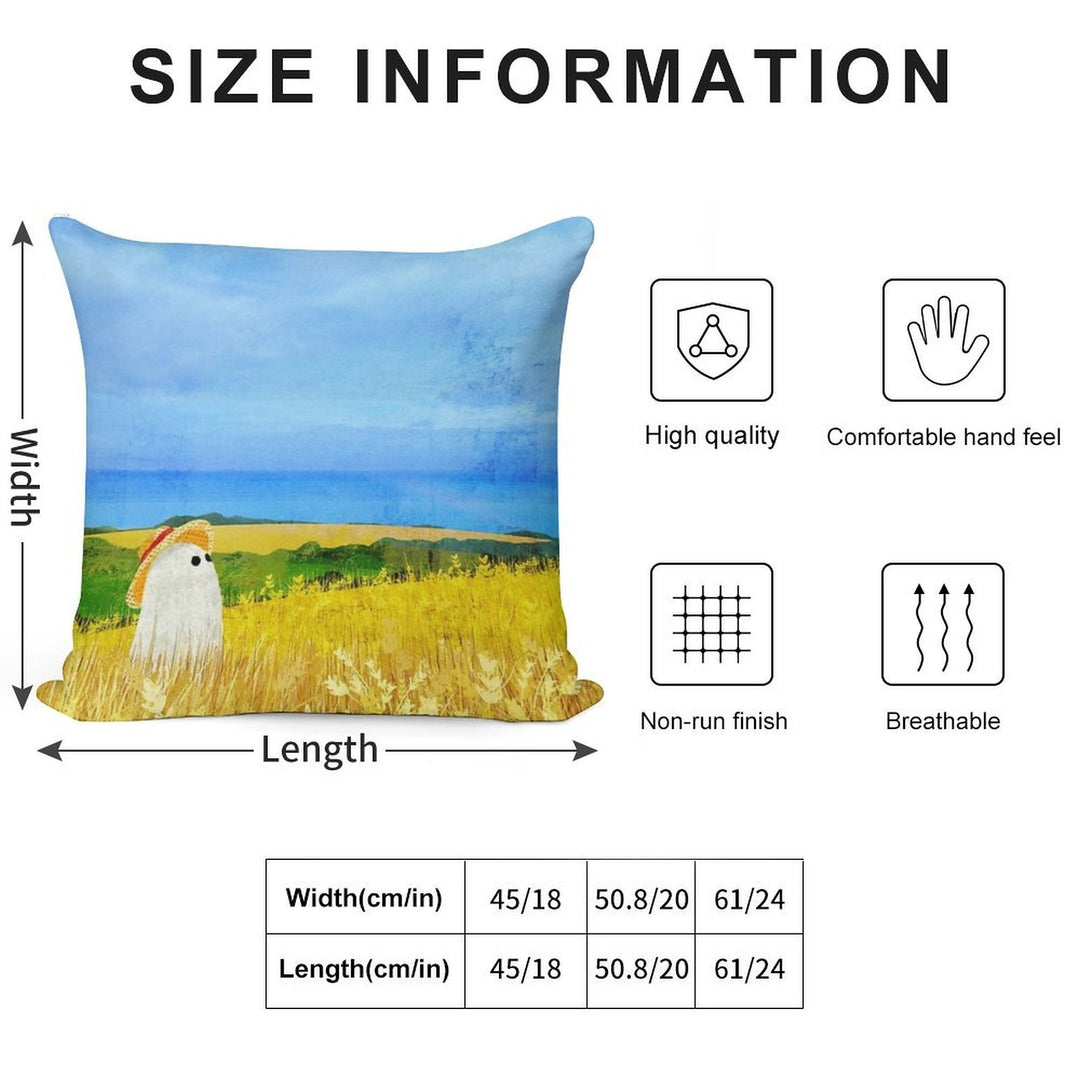 There's A Ghost in The Wheat Field Soft Ultra-Soft Texture Throw Pillow