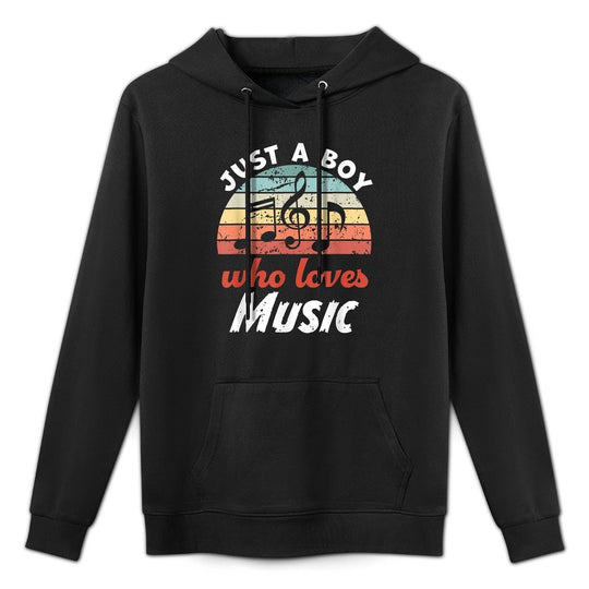 Just A Boy Who Loves Music Kids Music Boys Casual Wear Hoodie