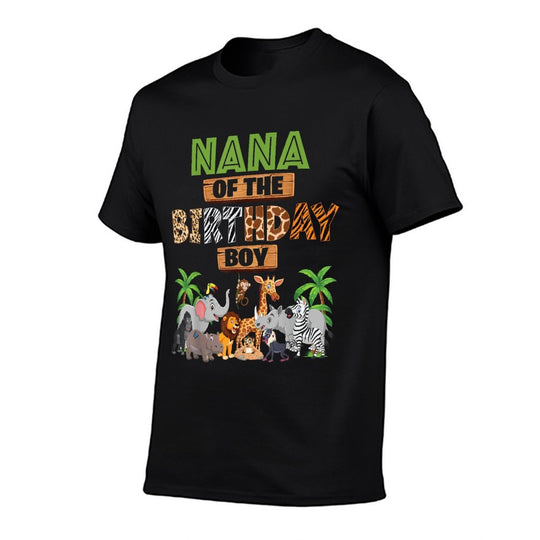 Wild Nana Of The Birthday Boy Zoo Safari Jungle Animal  Wrinkle-resistant T-Shirt