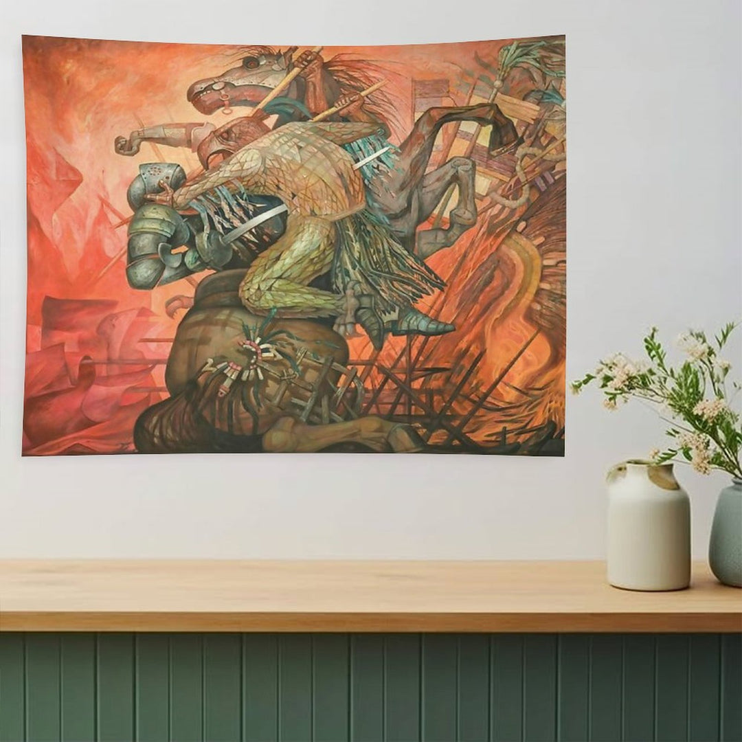 The Fusion of Two Cultures, by Jorge González Camarena Tapestry