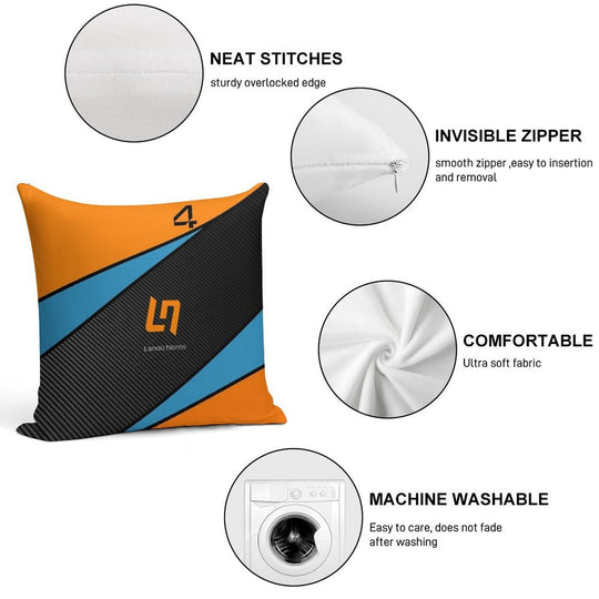 F1 2025 Lando Norris Carbon Fibre Black, Blue And Orange Soft Multiple Sizes Throw Pillow