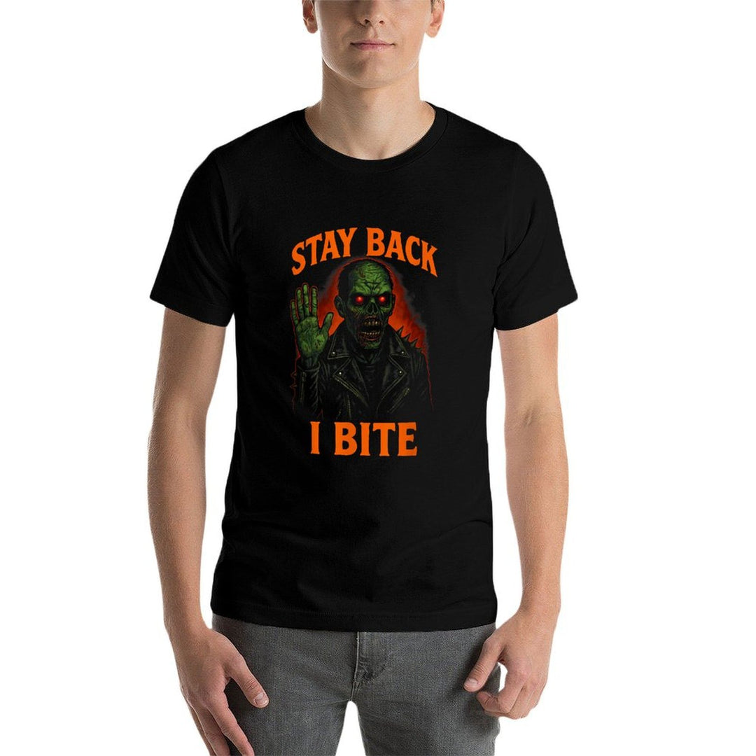 Stay Back I Bite Creepy Zombie Halloween  Polyester Blend T-Shirt