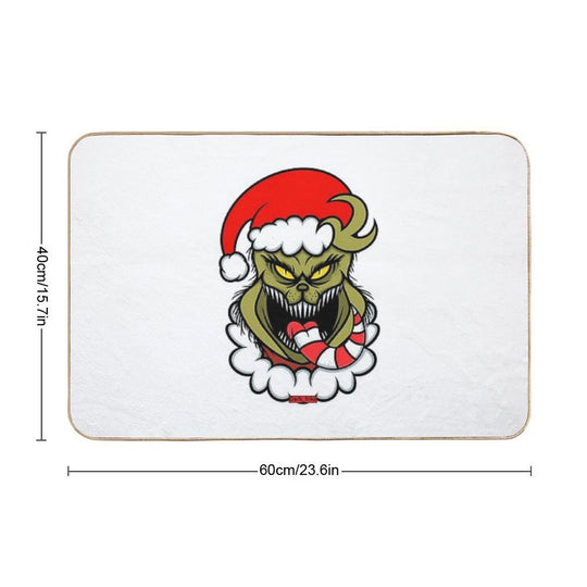 Evill Grinchs Santa Christmas Candy Cane Funny Creepy Holiday  Easy To Clean Bath Mat