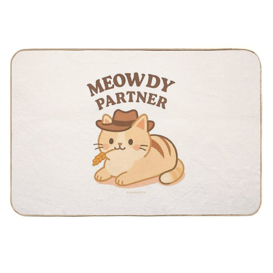 Meowdy Partner – Cowboy Cat Western Design  Absorbent Bath Mat