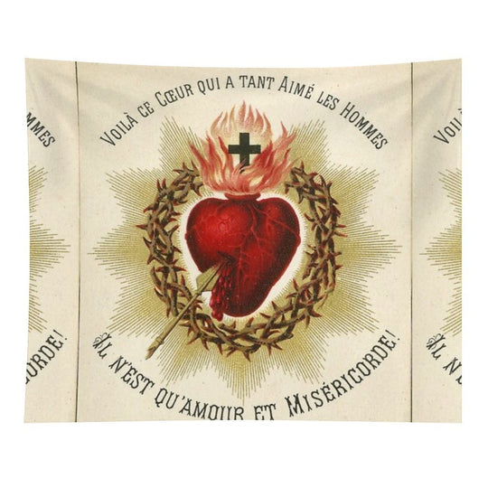 Most Sacred Heart of Jesus - French Vintage Tapestry