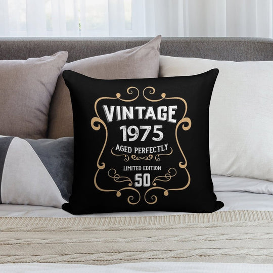 50th Birthday Vintage 1975 Aged Perfectly Gift Soft High-Density Material Throw Pillow