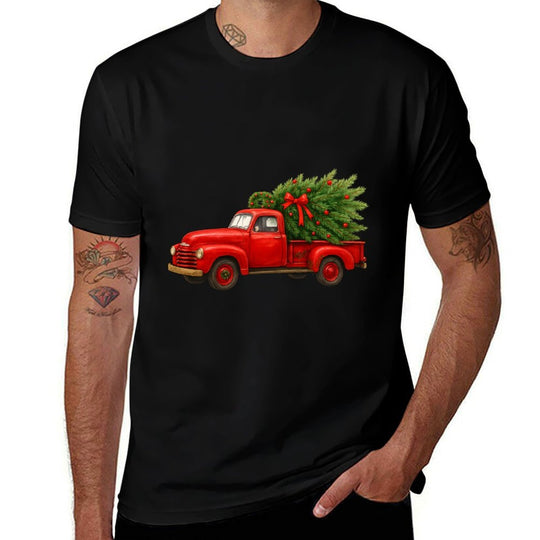 Vintage Red Truck Christmas Tree Winter Season  Soft T-Shirt