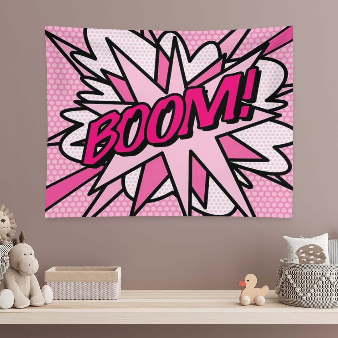 BOOM Pink Comic Book Pop Art Modern Fun Retro Tapestry