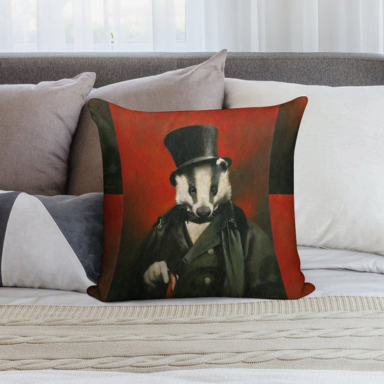 Victorian Mr Badger Soft Multiple Sizes Throw Pillow