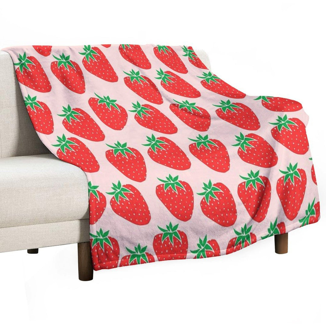 Cute Strawberry Velvety-soft Throw Blanket