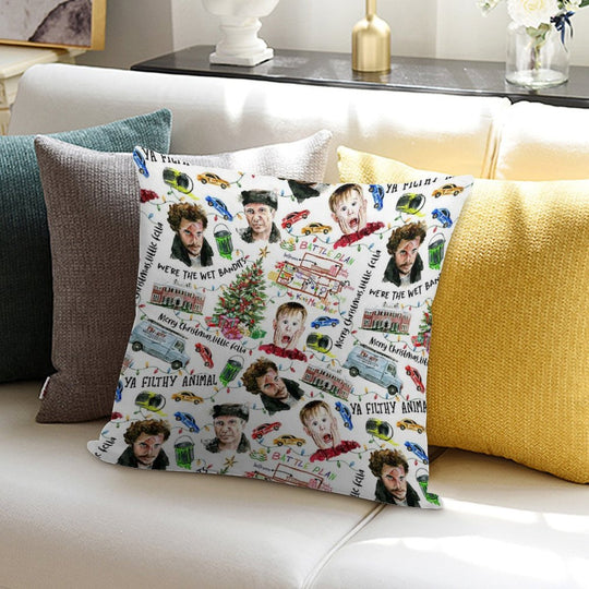 Home Alone Kevin McCallister Christmas Holiday Pattern Soft Skin-Friendly Throw Pillow