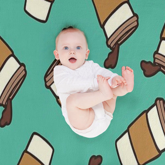 Take It Away Coffee Pattern Easy Care Throw Blanket