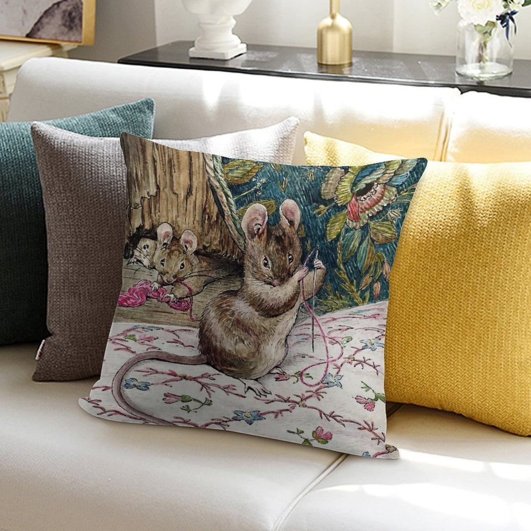 The Mice Go to Work - The Tailor of Gloucester - Beatrix Potter Soft Gift Ready Throw Pillow