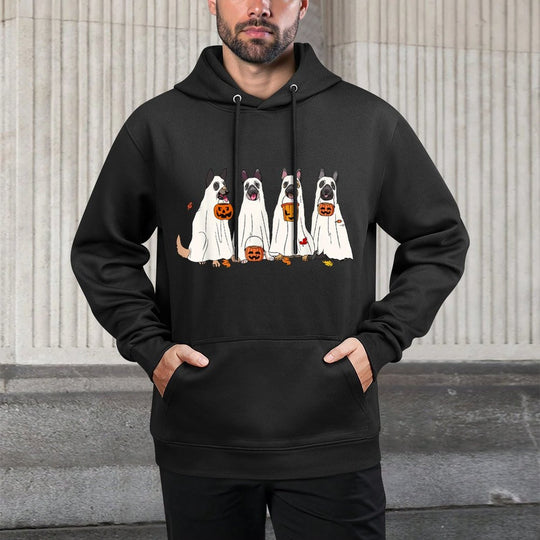 Dog Halloween Trick Or Treat Boo Ghost Pumpkin Malinois Dogs Men Women Kids Breathable Fabric Hoodie