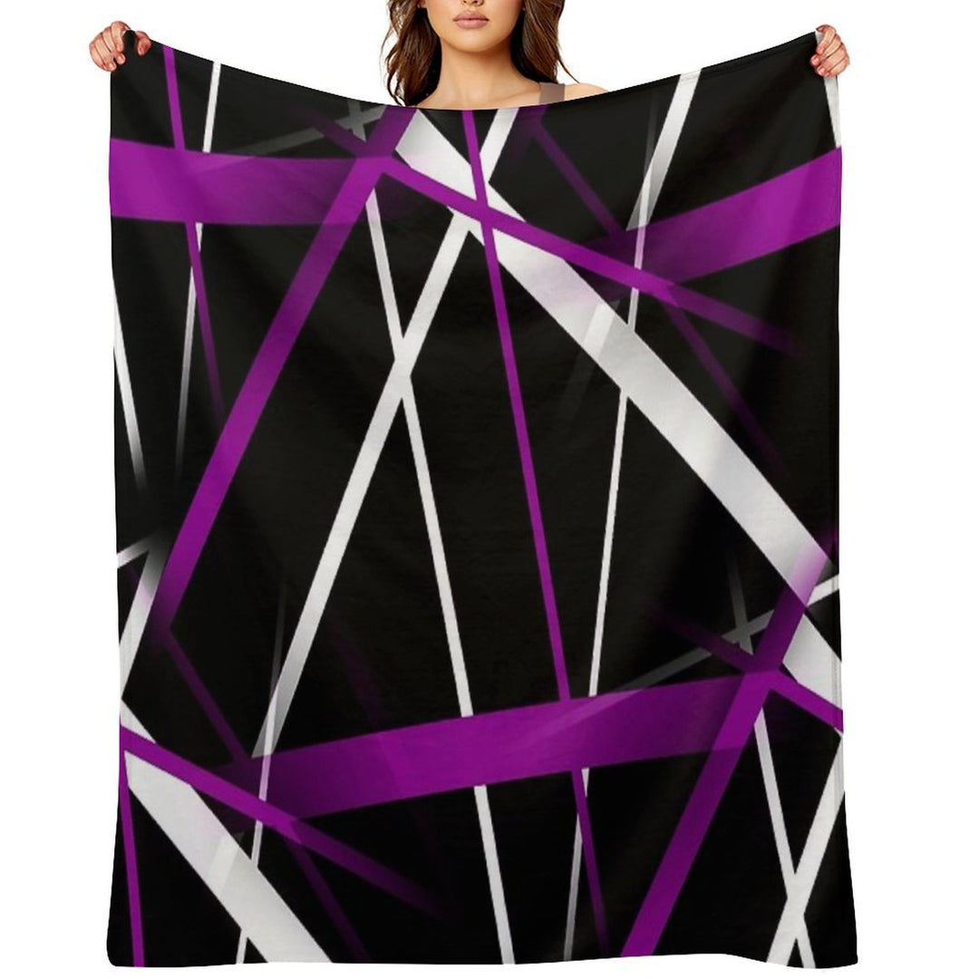 Seamless Abstract Purple And White Lines On Black Pattern All-season Throw Blanket