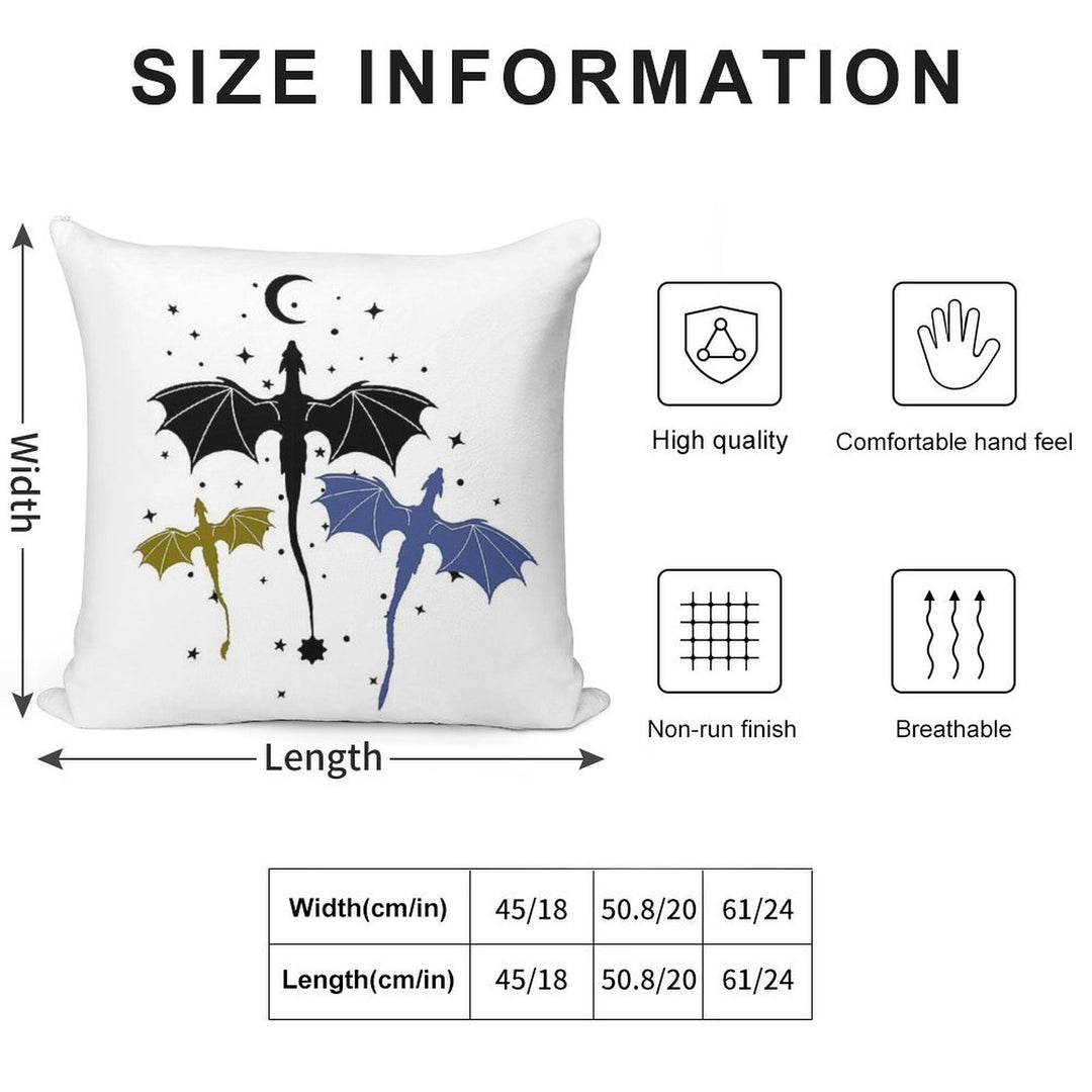 Trio of Black, Gold And Navy Dragons Soft Bedroom Essential Throw Pillow