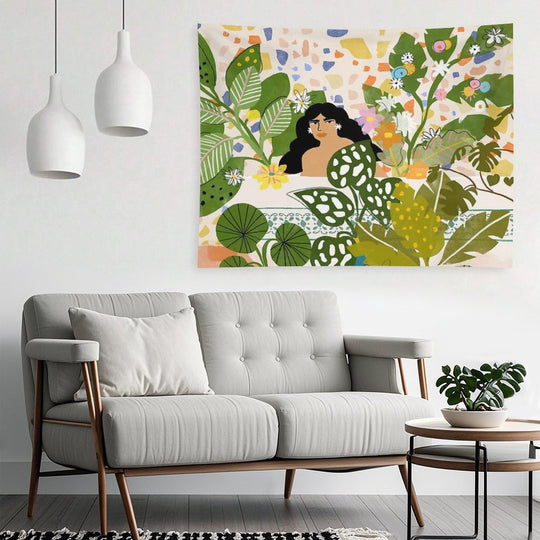 Bathing with Plants Tapestry