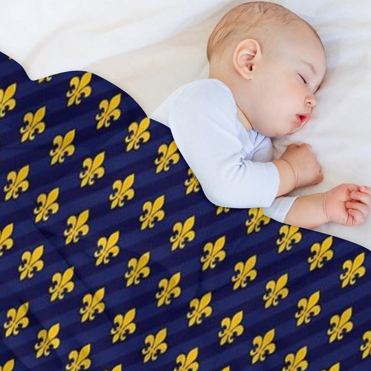 Fleur De Lys Gold Blue Larger Versatility Throw Blanket