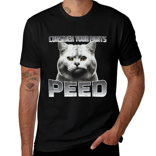 Funny Cat Consider Your Pants Peed Silly Meme Men Women Kids  Rolled Sleeves T-Shirt