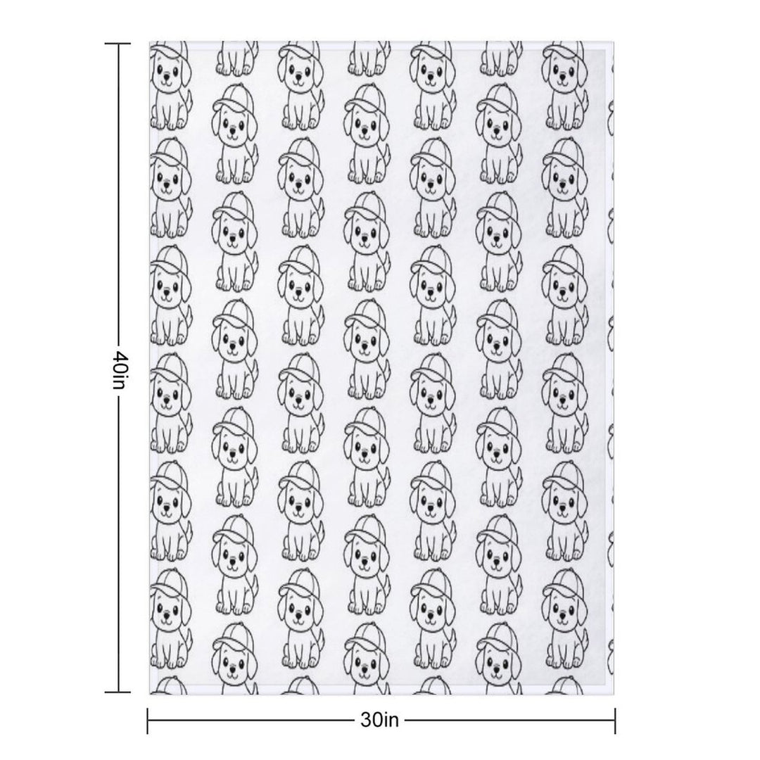 Dog with Baseball Hat Premium Throw Blanket