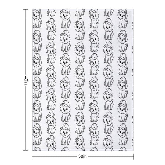 Dog with Baseball Hat Premium Throw Blanket