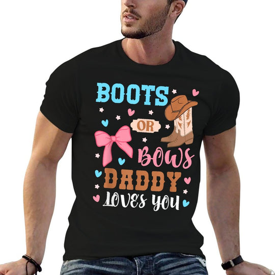 Boots Or Bows Daddy Loves You Gender Reveal Party Outfit Dad  Oversized Silhouette T-Shirt