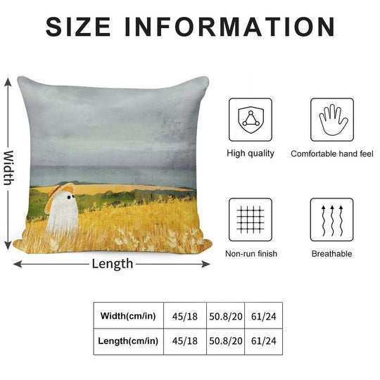 There's A Ghost in The Wheat Field Again... Soft Shrink-Resistant Throw Pillow