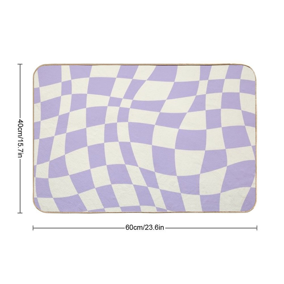 Soft Purple Warp Checked Pattern  Dirt-Trapping Bath Mat