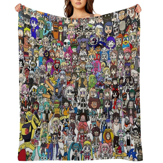 Fandoms Unite 241 Character Collage Travel-friendly Throw Blanket