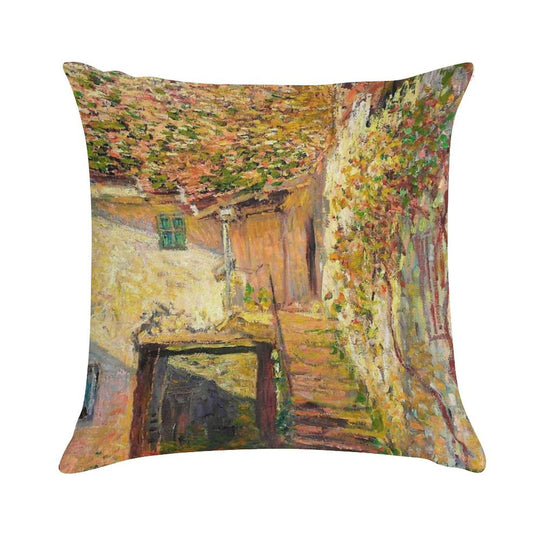 Claude Monet L'escalier (The Staircase) Soft High-Density Material Throw Pillow