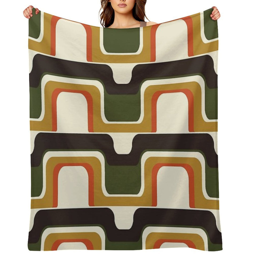 Mid-Century Modern Meets 1970s Plush Throw Blanket