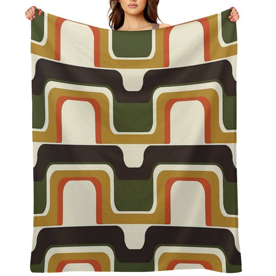 Mid-Century Modern Meets 1970s Plush Throw Blanket