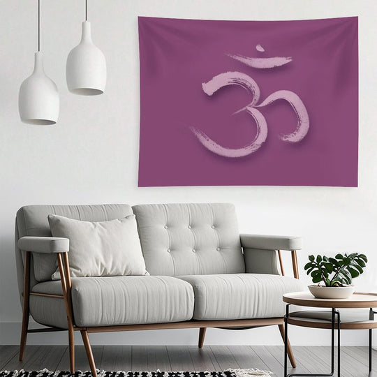 Sanskrit Om Or Aum Sacred Symbol of The Crown Chakra in Yoga Artistic Design in Purple Colors Art Print Tapestry