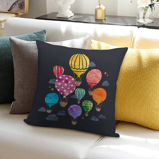 Hot Air Balloon Night Soft Durable Construction Throw Pillow