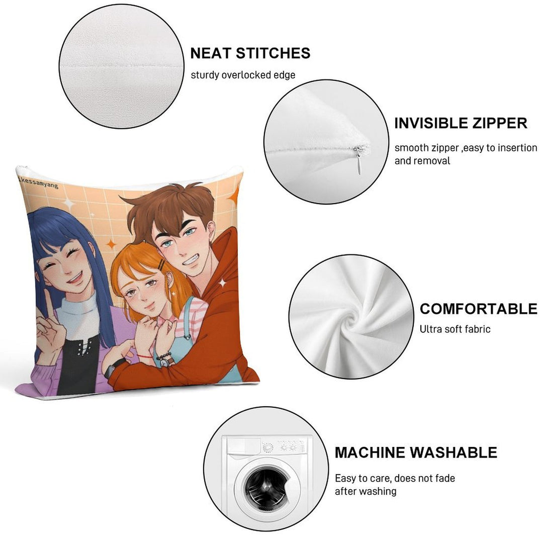 The Trio Friend Soft Bedroom Essential Throw Pillow