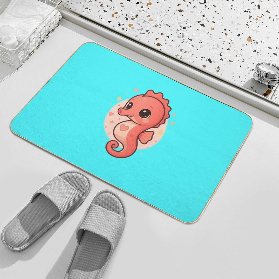 Kawaii Baby Seahorse – Chibi Mascot  Stain-Proof Bath Mat