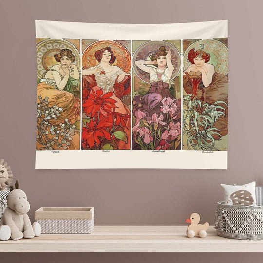 The Precious Stones, by Alphonse Mucha. HIGH DEFINITION Tapestry