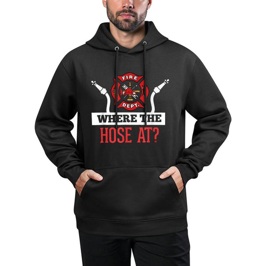 Where The Hose At Funny Firefighter Gift Cotton-Polyester Blend Hoodie