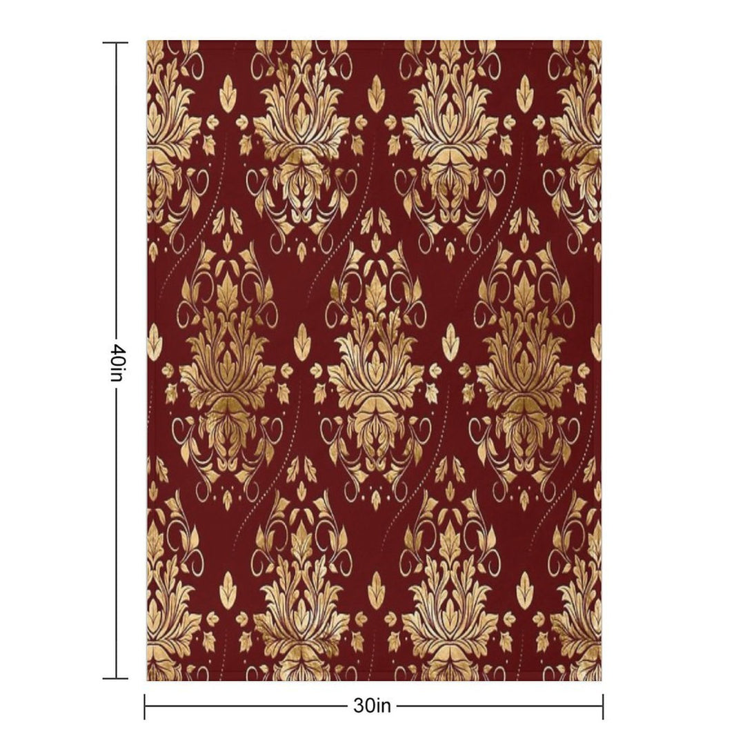 Oriental Vintage Damask Pattern - Red And Gold Lightweight Throw Blanket