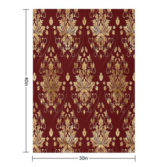 Oriental Vintage Damask Pattern - Red And Gold Lightweight Throw Blanket