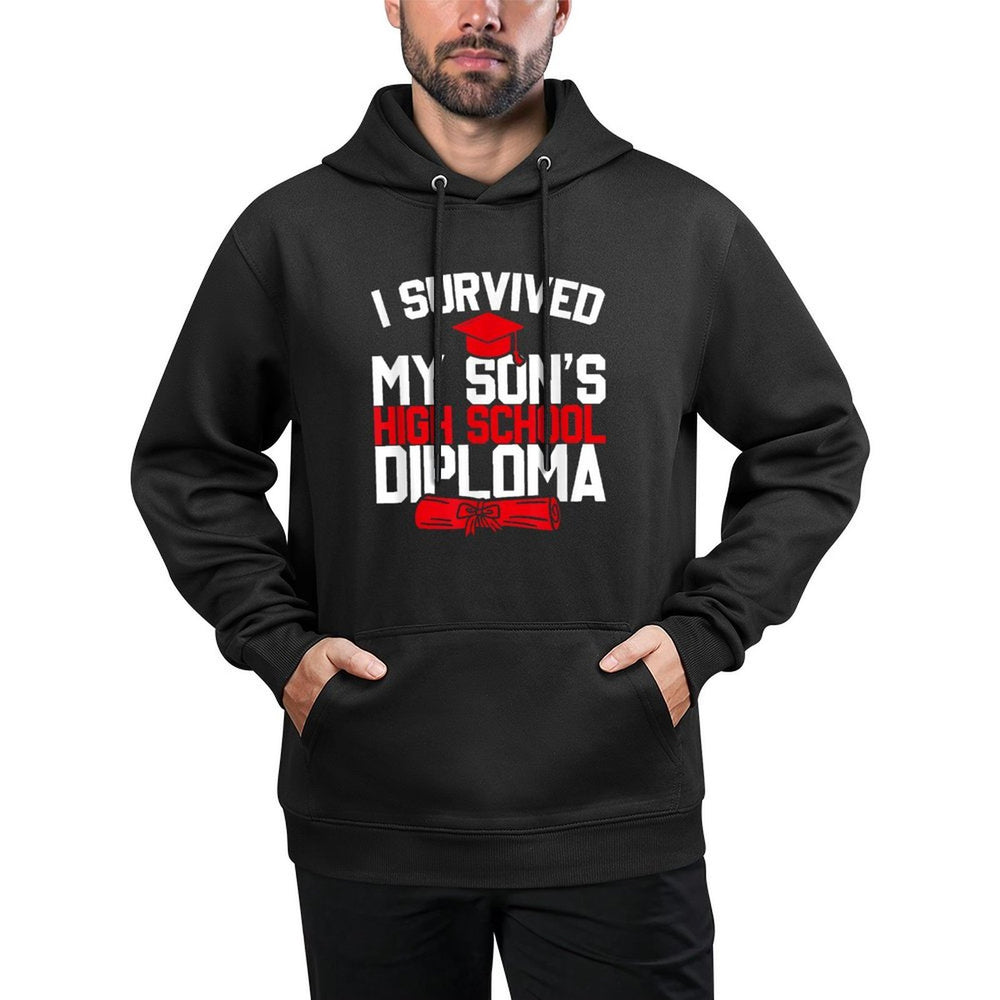 I Survived My Son&#39;s High School Diploma, Funny Graduation Medium-Weight Fabric Hoodie