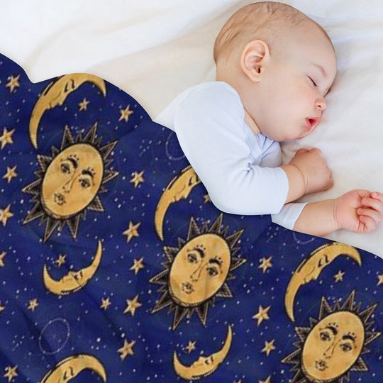 Vintage Moon And Sun Stars Celestial Gift-ready Throw Blanket