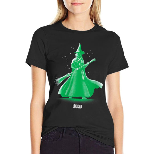 Womens Wicked Elphaba Pose Tonal V-Neck  Slim-fit Cut T-Shirt