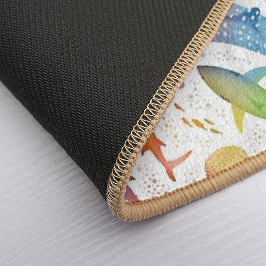 Rainbow Shark Ocean on White  High-Traffic Bath Mat