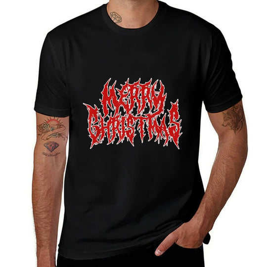 Merry Christmas. Death Metal, Black Metal, Funny Goth Xmas  Polyester Blend T-Shirt