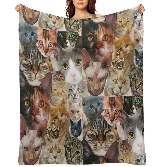 Cat Collage Eco-conscious Throw Blanket