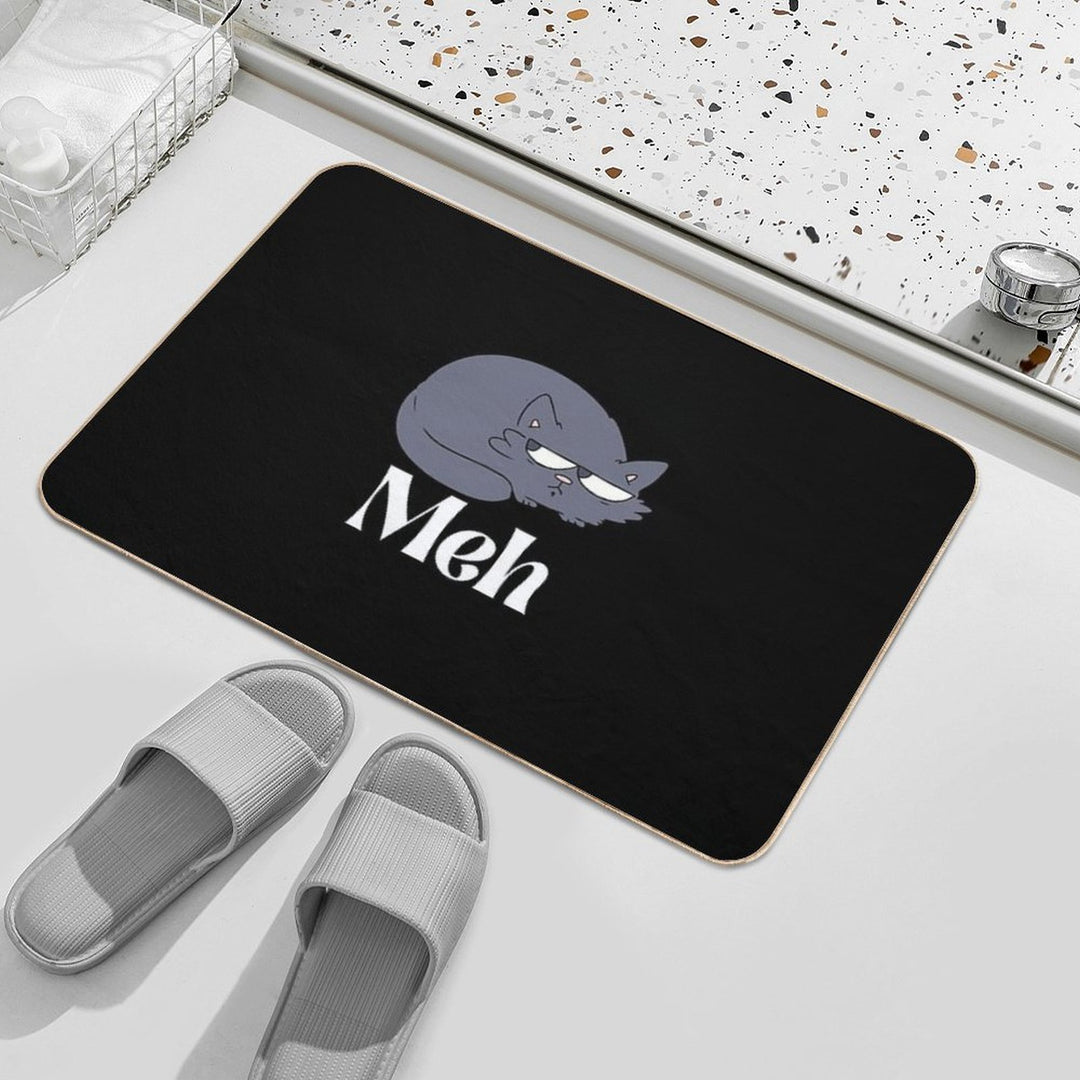 Funny Meh Cat  Easy Maintenance Bath Mat