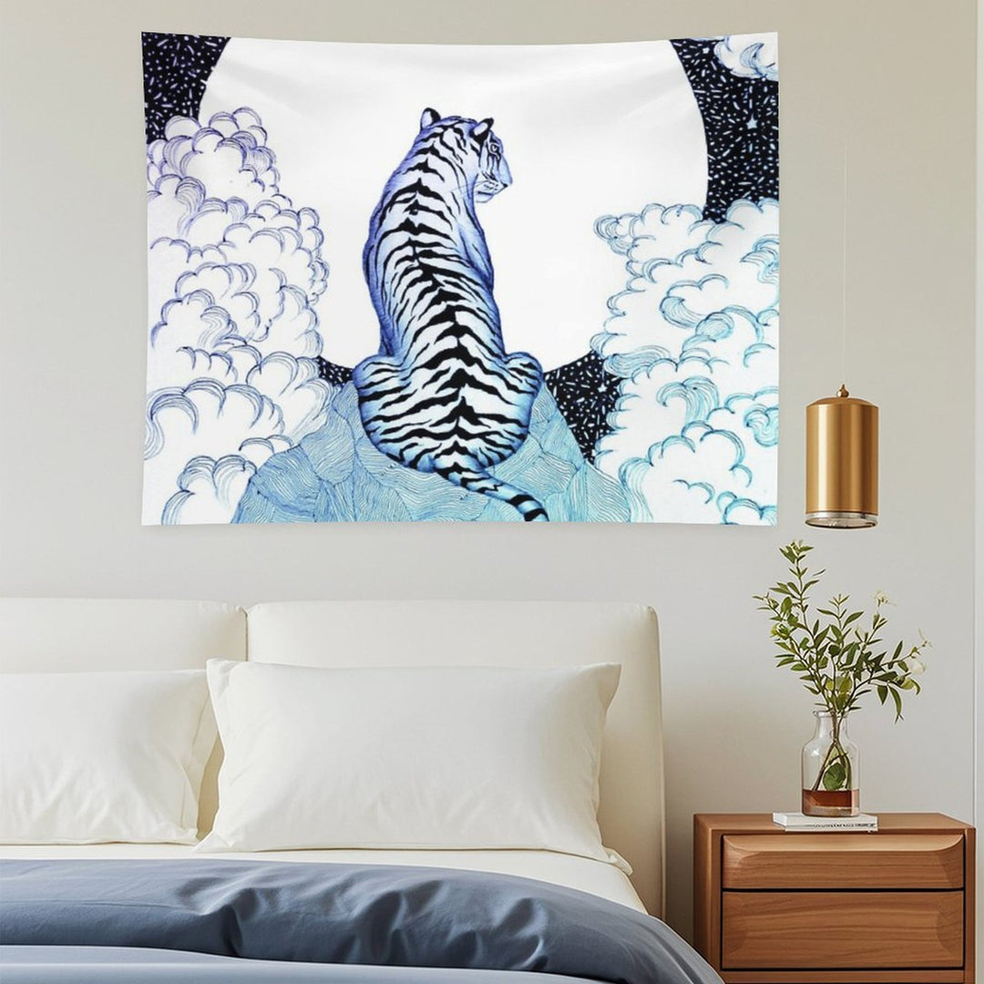 Ombre Tiger Moon Tapestry