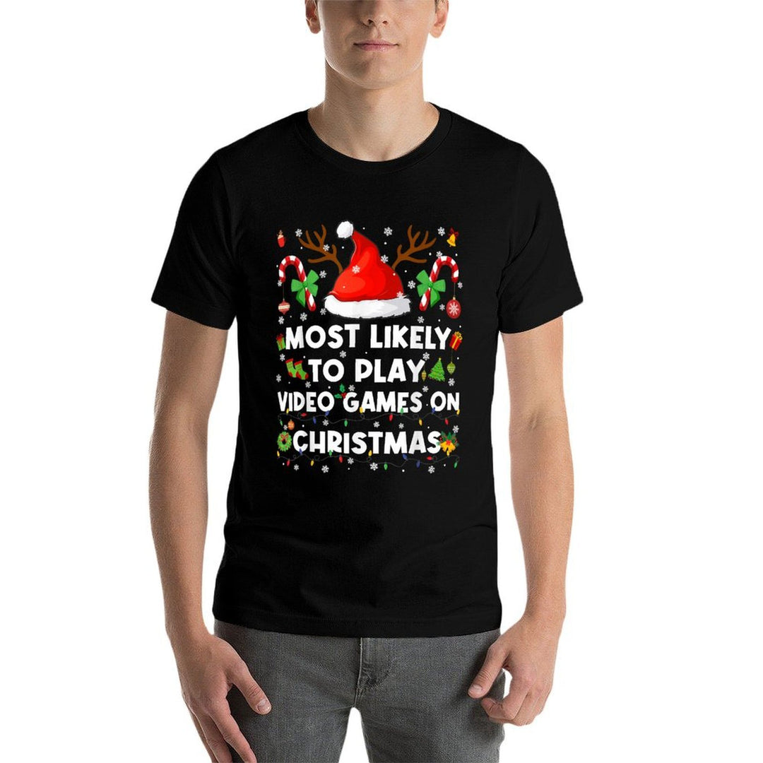 Most Likely to Play Video Game On Pjs Christmas Xmas Men  Easy-care T-Shirt